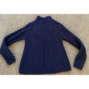 Boden Girls Cable Knit Sweater Navy Blue Wool Angora Blend Size 12